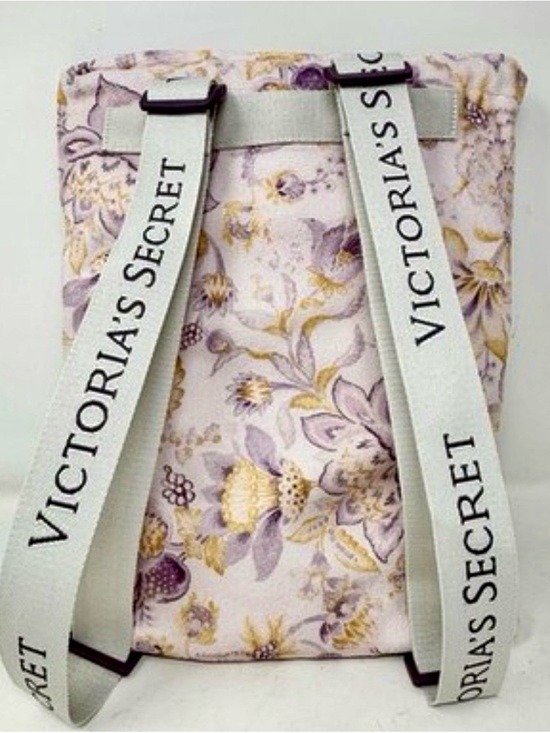 Victoria's Secret Handbags - Victoria's Secret Lavender Floral Backpack with Branded Cream Straps